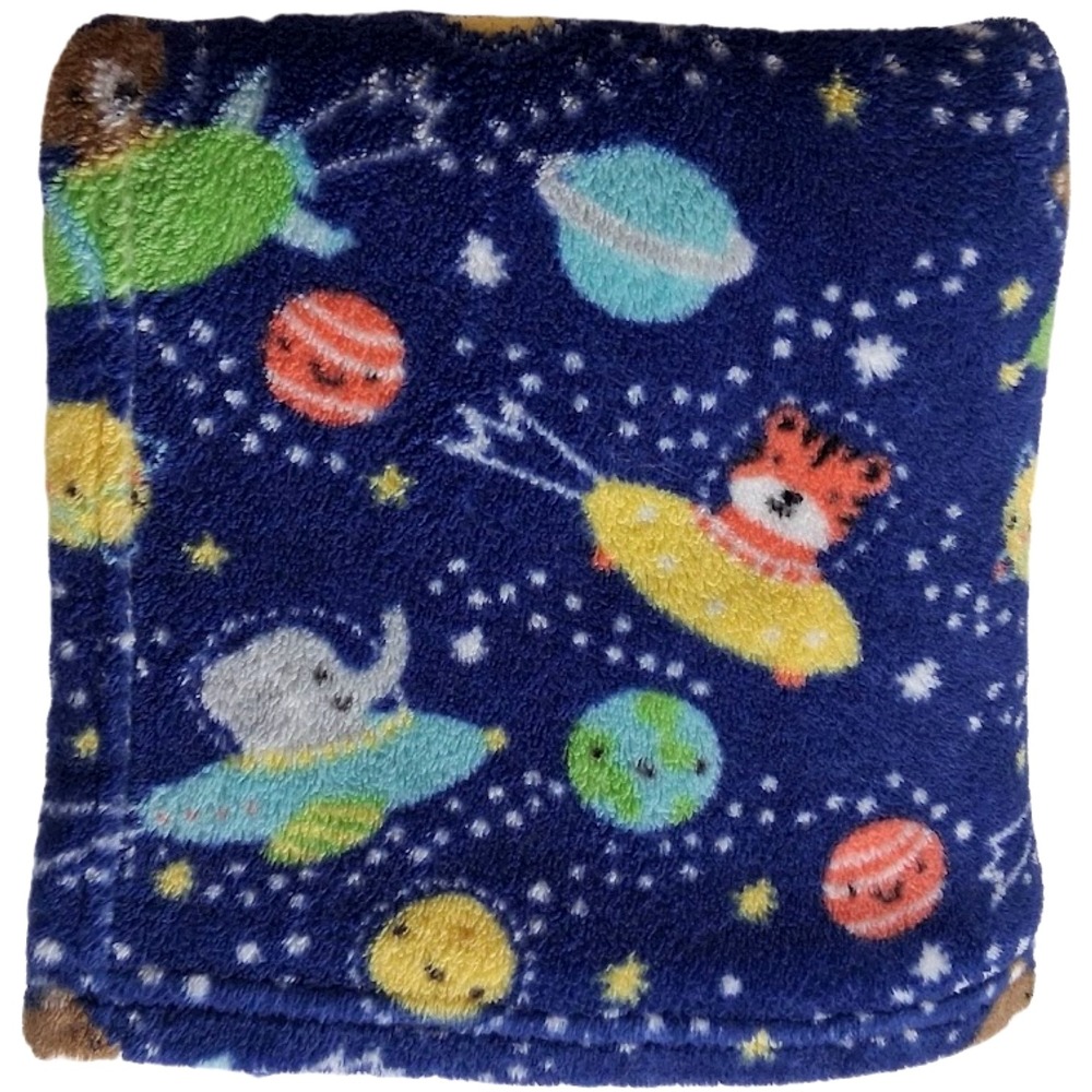 Parent's Choice Space Animals Baby Blanket Blue Fleece Stars Planets Walmart